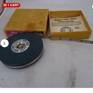 Vintage Lufkin Steel Tape Measure 50 Foot Leather Casing 433 Box brochure tool